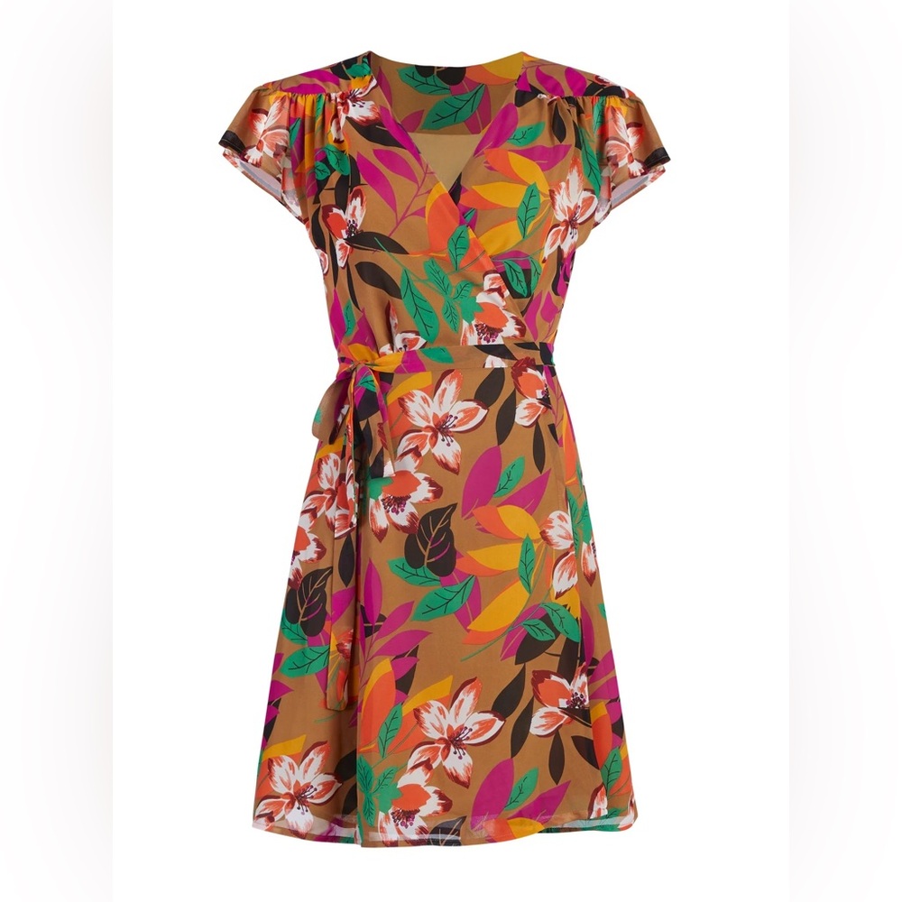 Eva Mendes Collection- Allison Wrap‎ Dress Floral Size L
